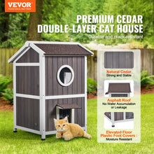 VEVOR Outdoor Cat House Weatherproof Feral Cat Shelter for Multiple Cat Large Outdoor Wooden Cat House with Doors&A Clear Window