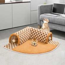 Large Cat Tunnel Bed 2 In 1 Cat Bed Cave With Plush Ball Tunnel Cat Nest Cushion Cat Toy For Kitten Puppy Cat Ferret Cat Bed Can