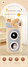 Multi-layer bear mailbox, cat scratching board,Removable three-layer cat nest Multi-layer cat tree hole Winter warm pet nest