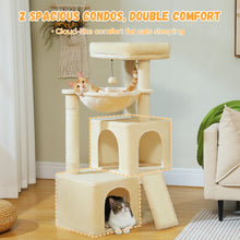 Multi-Level Cat Tree with 2 Cozy Condos, Hammock, Cat Scratching Pad, Large Cat Tower, Cat Scratching Post for Indoor, Cat House