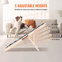 VEVOR Dog Ramp Folding Ladder Anti-slip High Adjustable Wooden Pet Ramp Removable for Small Old Dog Climbing Stairs Sofa Car Bed