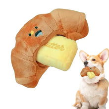 Hiddening Food Sniffing Toy Interactive Dog Chew Toy Croissant Bread Squeaking Sound Plush Toys Pets Exercise Supplies