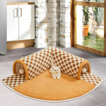 Large Cat Tunnel Bed 2 In 1 Cat Bed Cave With Plush Ball Tunnel Cat Nest Cushion Cat Toy For Kitten Puppy Cat Ferret Cat Bed Can