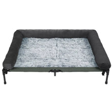 BINGOPAW Outdoor Elevated Dog Bed Cooling Raised Pet Lounger Bed Mesh Cot Sleep Camping Bed with Detachable Plush Bolster