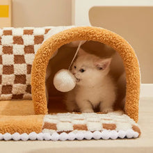 Large Cat Tunnel Bed 2 In 1 Cat Bed Cave With Plush Ball Tunnel Cat Nest Cushion Cat Toy For Kitten Puppy Cat Ferret Cat Bed Can