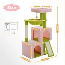 Multi-Level Cat Tree with 2 Cozy Condos, Hammock, Cat Scratching Pad, Large Cat Tower, Cat Scratching Post for Indoor, Cat House