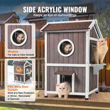VEVOR Outdoor Cat House Weatherproof Feral Cat Shelter for Multiple Cat Large Outdoor Wooden Cat House with Doors&A Clear Window