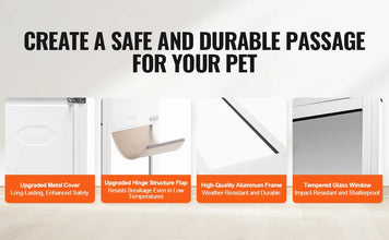 VEVOR Dog Door Sliding Glass Door Adjustable Height Doggy Door Sliding Doors Aluminum Frame Tempered Glass Pet Door