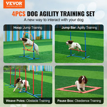 VEVOR Dog Agility Training Equipment 4 PCS Set with Adjustable High Hurdles 6 Weave PolesJump Ring Square Pause Box Whistle