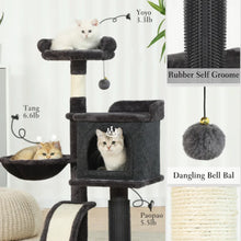 HOOPET 36.6 Inch Tree Cat Climbing Frame Multi-Level Cat Litter Stable Non-Shaking Cat Tower with Sisal Scratching Post Hammock