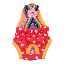 Pet Dog Diaper Sanitary Pantie Reusable Puppy Sanitary Pans Polka-Dot Rainbow Dog Underwear Diaper for Female Dogs Heat Period