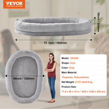 VEVOR Human Dog Bed Human Dog Bed for Adult Human Size Dog Bed with Washable Faux Rabbit Fur Cover Egg Orthopedic Foam Grey