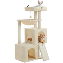 Multi-Level Cat Tree with 2 Cozy Condos, Hammock, Cat Scratching Pad, Large Cat Tower, Cat Scratching Post for Indoor, Cat House
