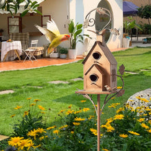 Birdhouse Garden Stakes Outdoor Decor Metal Bird House Art Crafts Bird Feeders Miniatures for Outdoor Garden Decorations