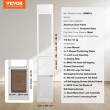 VEVOR Dog Door Sliding Glass Door Adjustable Height Doggy Door Sliding Doors Aluminum Frame Tempered Glass Pet Door