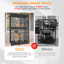 Oversized Stackable Dog Crate Heavy Duty Double Layer Dog Kennel Cage for Medium Large Dogs with Removable Tray Lockable Wheels