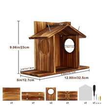 Garden Tree Squirrel Feeder Wood House Picnic Table Food Feeding Station Box