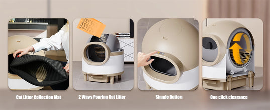 Self Cleaning Cat Litter Box 68L Automatic Cat Litter Box For 1.5-8kg Cat w/ Trash Bag & Litter Mat Smart Cat Toilet App Control