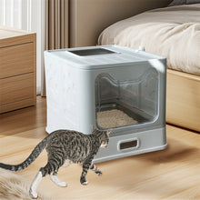 Enclosed Stainless Steel Cat Litter Box with Lid Scoop Large Litter Box Covered Top Entry Litter Pan High Sided Easy Cleaning