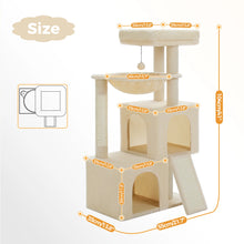 Multi-Level Cat Tree with 2 Cozy Condos, Hammock, Cat Scratching Pad, Large Cat Tower, Cat Scratching Post for Indoor, Cat House