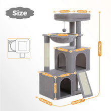 Multi-Level Cat Tree with 2 Cozy Condos, Hammock, Cat Scratching Pad, Large Cat Tower, Cat Scratching Post for Indoor, Cat House