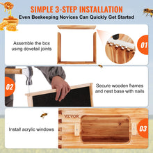 SucceBuy Bee Hive Deep Box Starter Kit 100% Beeswax Coated Natural Cedar Wood Langstroth Beehive Kit Transparent Acrylic