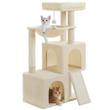 Multi-Level Cat Tree with 2 Cozy Condos, Hammock, Cat Scratching Pad, Large Cat Tower, Cat Scratching Post for Indoor, Cat House
