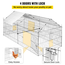 VEVOR Green/White Metal Chicken Coop Rabbit Run Enclosure Pen w/Waterproof and Sun-Proof Cover FarmPet Playpen Cage for Outdoor