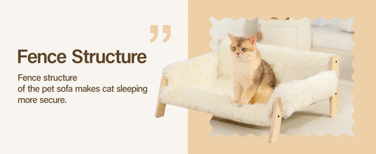 Mewoofun Soft Cat Pads Wooden Pet Bed With Plush for Cats and  Litter Small Dogs Pet Nest Four Seasons Cat Dog sofa Pet Supplies
