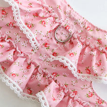 Dog Cat Harness Leash Set Adjustable Lace Floral Printed Pet Harness Vest Cute Dog Dress Pubby Mesh Harness Cat Walking Lead