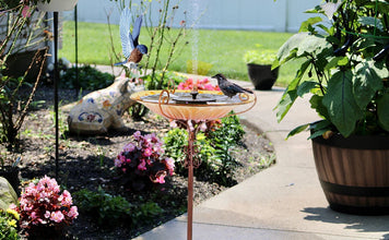 Glass Bird Bath Garden Outdoor Birdbath Birdfeeder with Metal Stake Bird Feeder Bird Bath Bowl for Garden Yard Lawn Decor