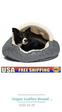Washable Dog Bed Cozy Round Bagel Design Calming Plush Bolster Pet Bed Medium and Large Dogs