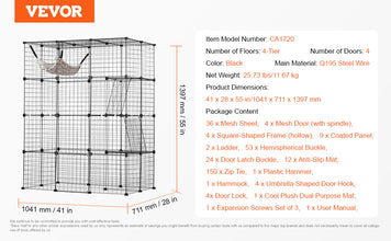 VEVOR Large Cat Cage Detachable Metal Wire Cat Enclosure with Front Doors Hammock Ramp ladders Crate Exercise Place for Cat
