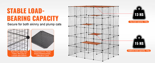 VEVOR Large Cat Cage Detachable Metal Wire Cat Enclosure with Front Doors Hammock Ramp ladders Crate Exercise Place for Cat