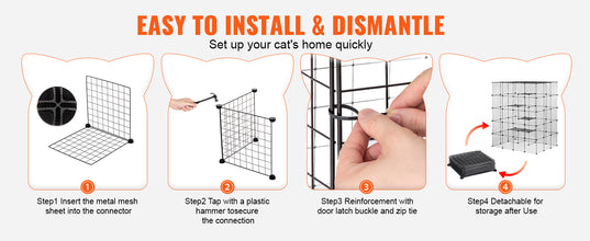 VEVOR Large Cat Cage Detachable Metal Wire Cat Enclosure with Front Doors Hammock Ramp ladders Crate Exercise Place for Cat