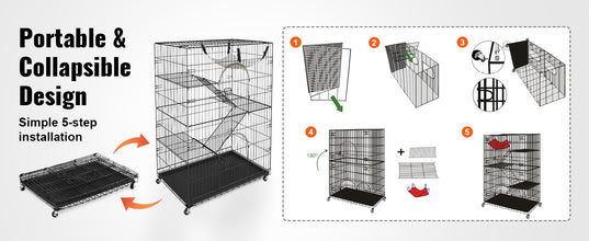 VEVOR 4 Tier Large Cat Playpen 30lbs/Layer DIY Cat Fence Cage Exercise Place Crate Metal Wire Kennel Indoor Rabbit House for Pet
