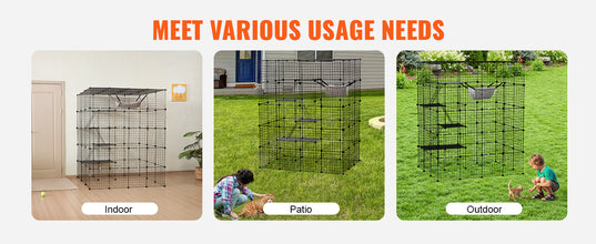 VEVOR Large Cat Cage Detachable Metal Wire Cat Enclosure with Front Doors Hammock Ramp ladders Crate Exercise Place for Cat