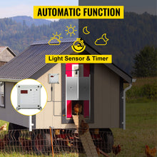 SucceBuy Automatic Chicken Coop Door Timer & Light Sensor W/2 Remote Controls Opening Farm 110-220V Chicken Pets Dog Door Opener