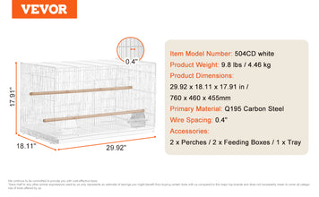 VEVOR 30Inch Flight Bird Cage Stackable Divided Small Animal Cage for Kinds of Birds Pet Travel Birdcage with Handle and Perches