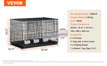 VEVOR 30Inch Flight Bird Cage Stackable Divided Small Animal Cage for Kinds of Birds Pet Travel Birdcage with Handle and Perches