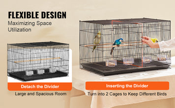 VEVOR 30Inch Flight Bird Cage Stackable Divided Small Animal Cage for Kinds of Birds Pet Travel Birdcage with Handle and Perches