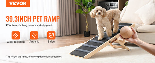 VEVOR Dog Ramp Folding Ladder Anti-slip High Adjustable Wooden Pet Ramp Removable for Small Old Dog Climbing Stairs Sofa Car Bed