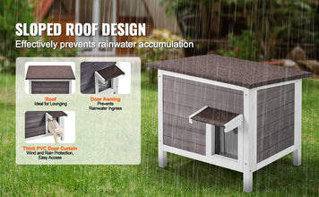 VEVOR Outdoor Cat House Weatherproof, Feral Cat Shelter for Cats Outdoor Wooden Cat Rabbit House with All-Round Foam Insulated