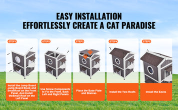 VEVOR Outdoor Cat House Weatherproof Feral Cat Shelter for Multiple Cat Large Outdoor Wooden Cat House with Doors&A Clear Window